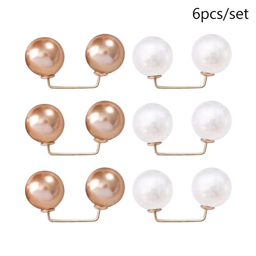 3/6/8PCS Adjustable Collar Clip Pearl Brooch Non-Slip Brooches New Safety Pins  Dress Decoration