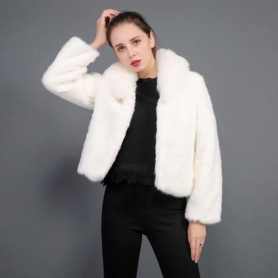 Casaco de Pele de Vison Juvenil: Estilo Curto com Gola de Pele, Moda Europeia e Americana, Agasalho Quente Feminino.