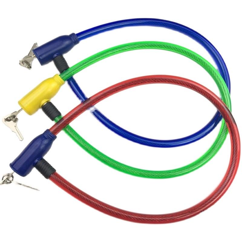 1pc 6/6.5/8/10mm Random Color Bicycle Wire Lock 60cm Steel Cable Lock Anti-theft Lock Mountain Bike Bicycle Accessories