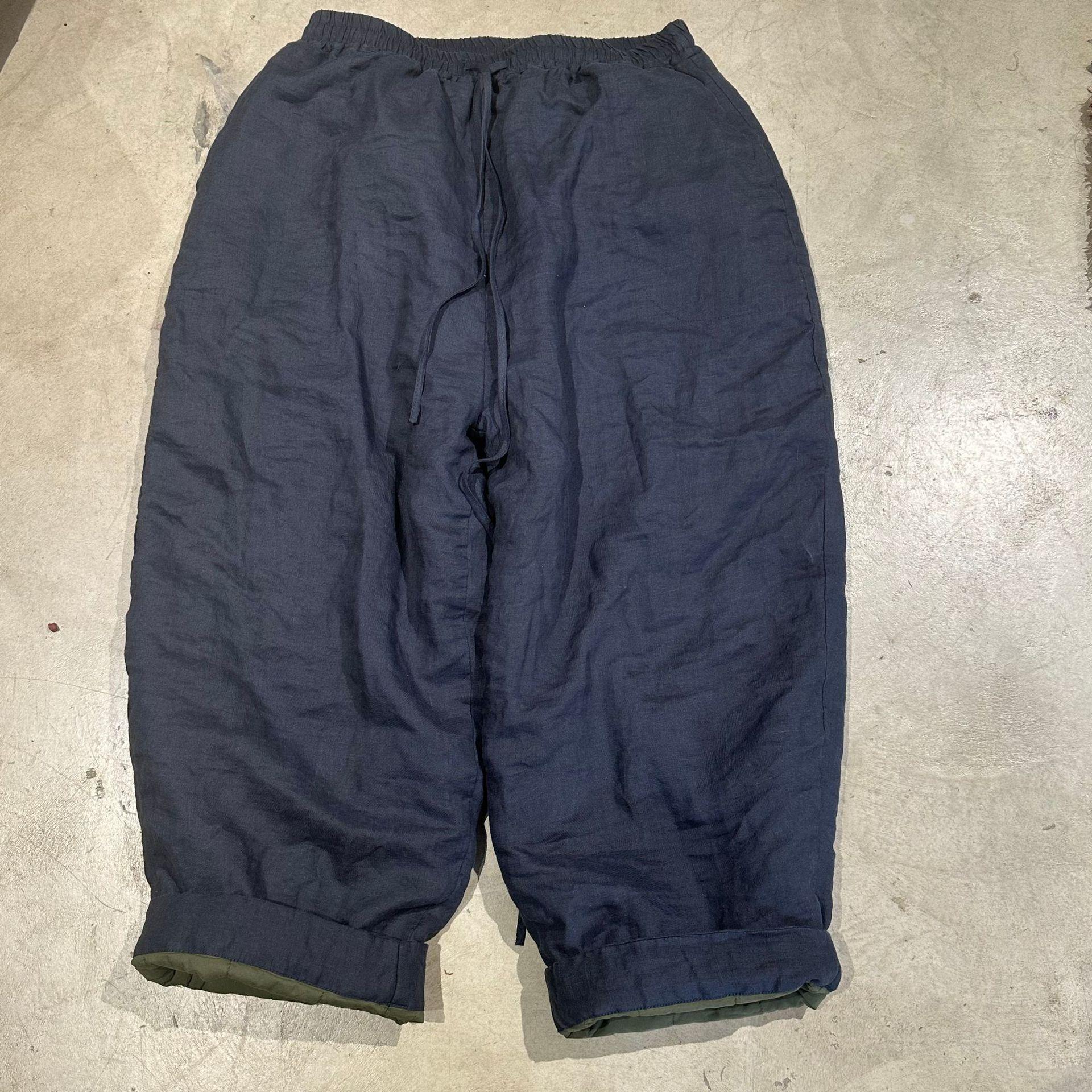 

Johnature Женские винтажные зимние брюки однотонные теплые брюки с эластичной резинкой на талии свободные женские прямые брюки One Size темно-синий