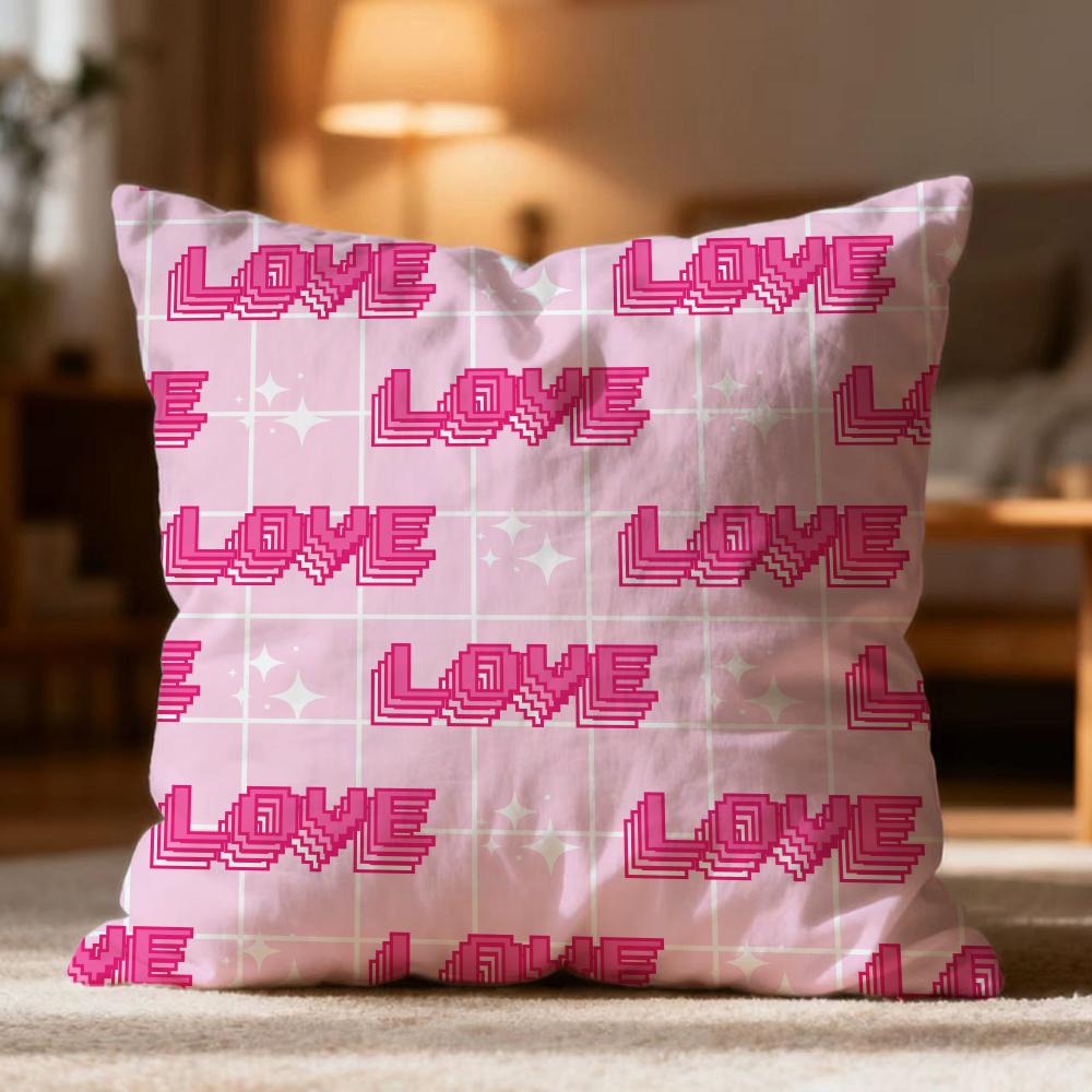 

Popular Valentine s Day Cushion Cover Soft Washable Pillow Case Multi-Scene for Couch Bed Travel Office Use 30cmx30cm