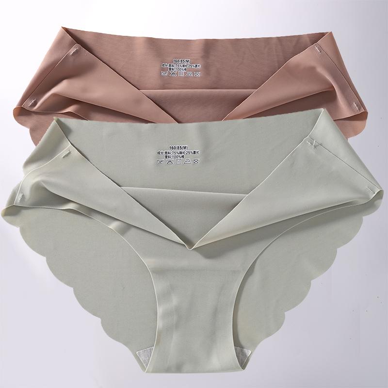 2 Stück/Set M-XL Nahtlose Eis-Seide Sexy Damen Slips Pantys 7 Unifarben Atmungsaktive Pantys Unterwäsche Für Mädchen Dessous