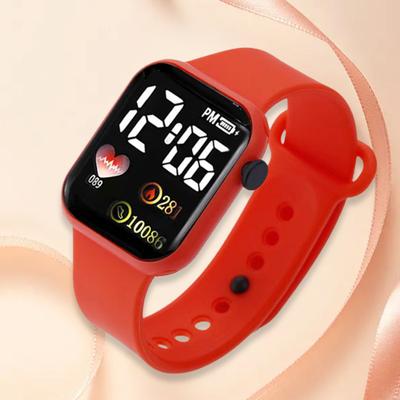 Electronic Watch Luminous Square Dial Non Waterproof Adjustable Comfortable Precise Time Heart Print Kids LED Digital Sport Wrist Watch for Daily Wear