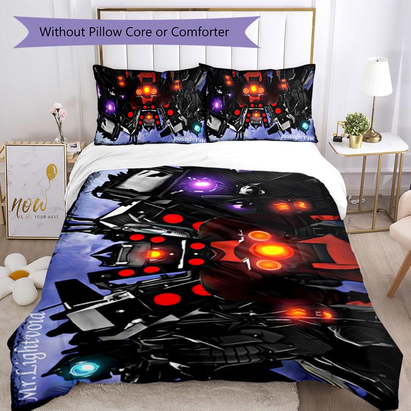 Skibidi Toilet 3pcs Bedding Set Duvet Cover Closure Includes 1 Duvet Cover & 2 Pillowcases for All Seasons Bedroom Home Dorm Decor