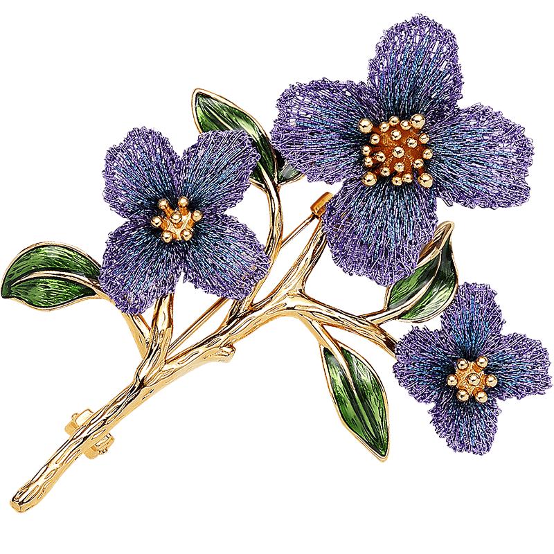 She s Forget-Me-Not Embroidered Flower Brooch 1