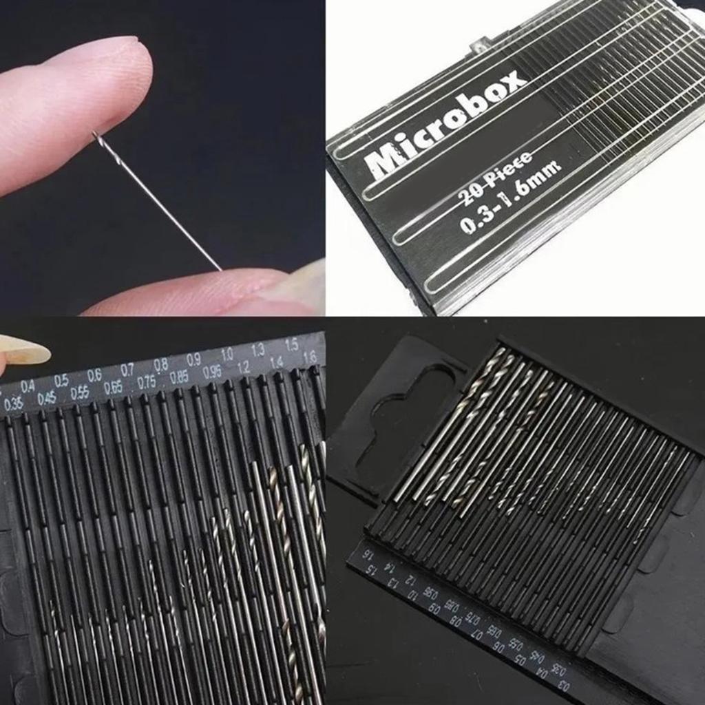 20Pcs HSS Twist Drill Bits Mini Straight Shank Twist Drill Bit with Plastic Box for Household