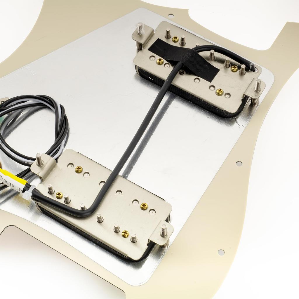 Musiclily Pro SE Prewired Pickguard with Alnico 5 Humbucker and Mini Toggle Switch for Strat Electric Aged White Pearl ST-HH-OMHA Guitar, 4-Ply,