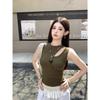 Real shot, Spice Girl irregular fake two-piece hollow vest summer design sense slim and thin short top