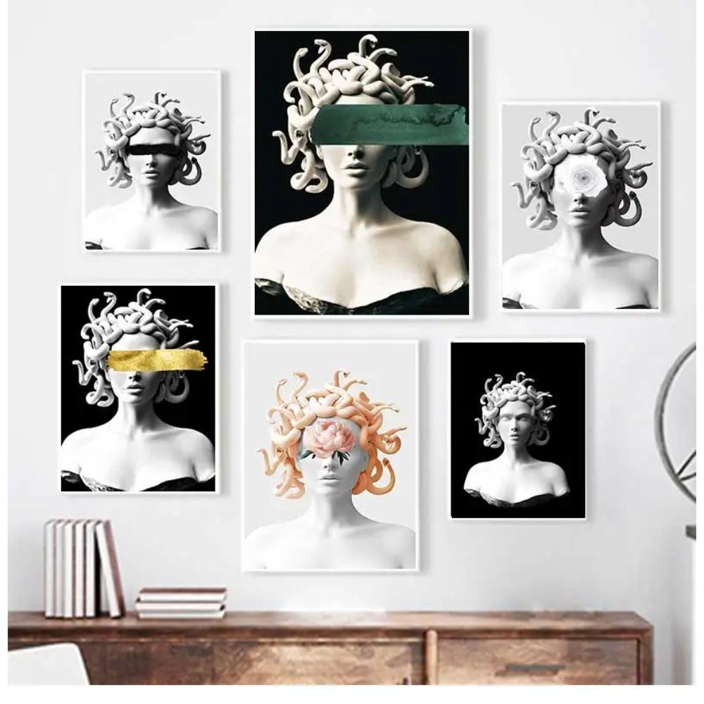 Poster Artistico Medusa di Smeraldo Creature Mitologiche Stampe per Pareti Pittura su Tela Mitologia Greca Moderna per Galleria Decorazioni per la Casa