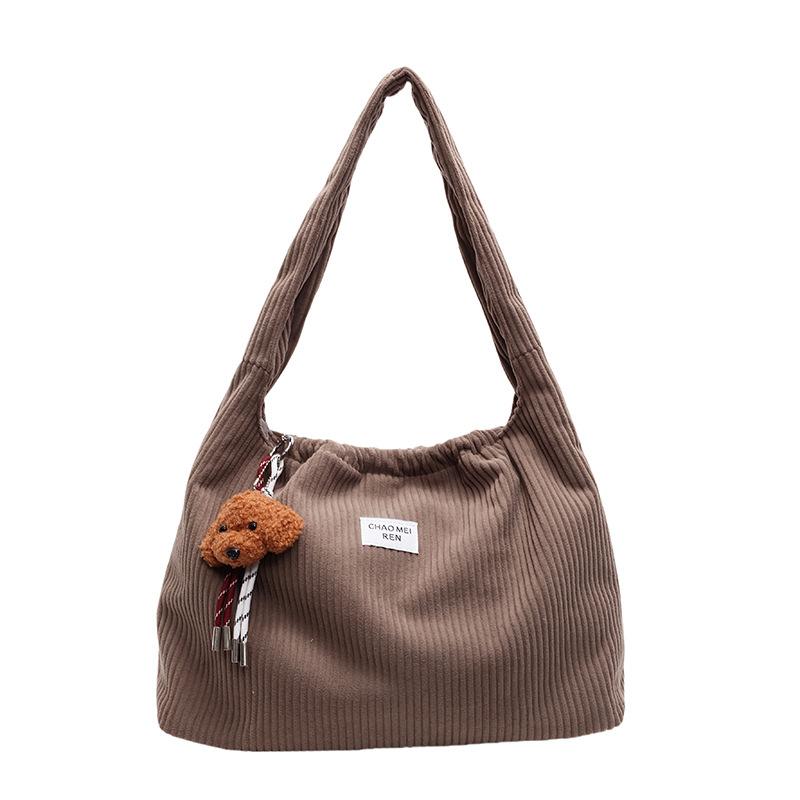 

Женская сумка-тоут из вельвета с завязками на ремне в полоску, винтажная сумка через плечо кофейный