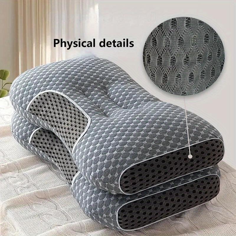 1/2 stk Cervical pute for nakkesmerter, rygg- og magsovende med pustende putetrekk, ergonomisk ortopedisk nakkestøttepute