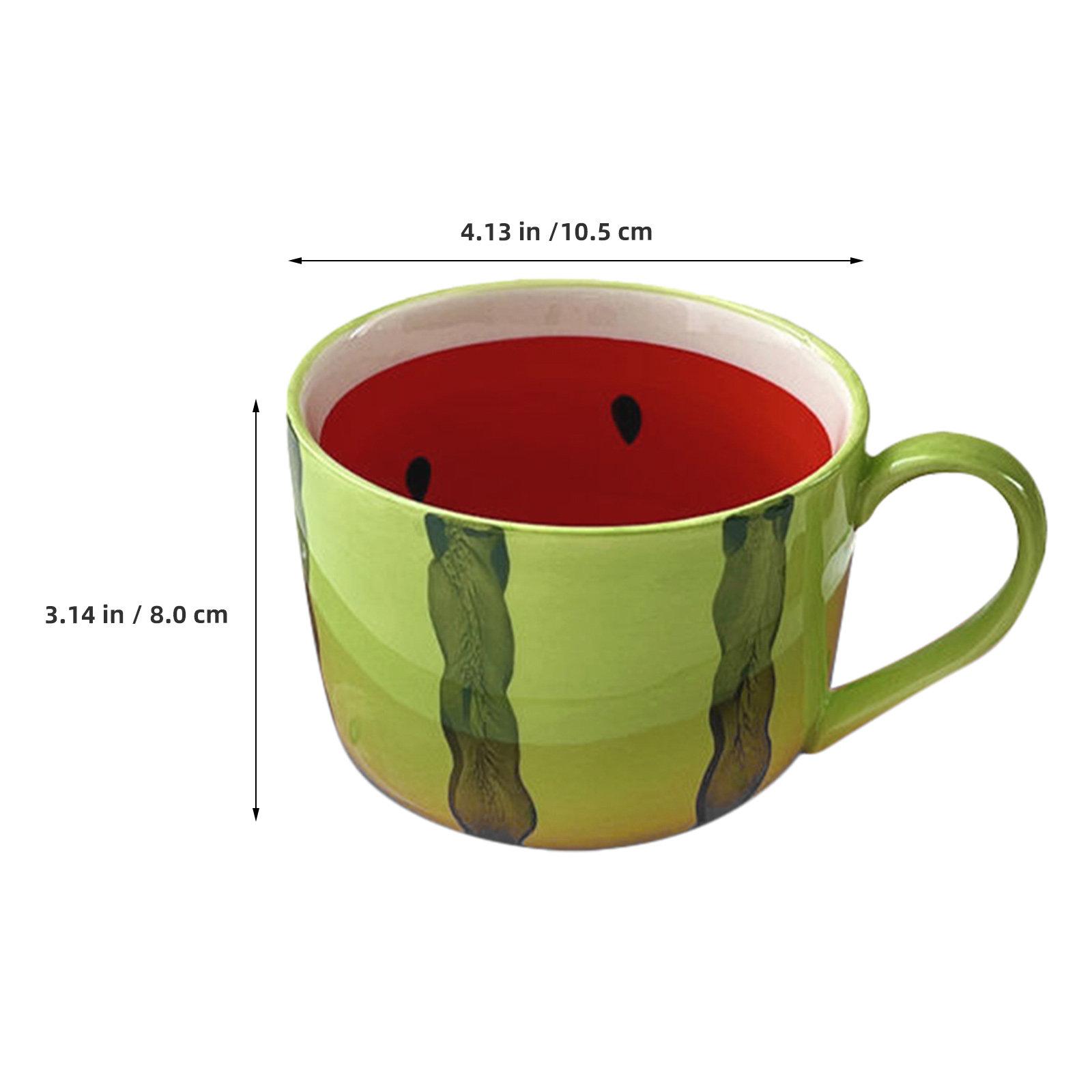 

Adorable Watermelon Ceramic Mug with Matching Spoon Fruit Style Coffee Tea Latte Milk Cup for Home Bakery Office Desktop Daily other