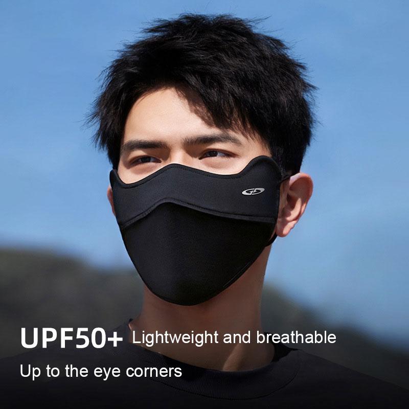 Summer Ice Silk Uv Protection Face Mask For Men, Outdoor Sun Shield Face Cover With Eye Corner Guard