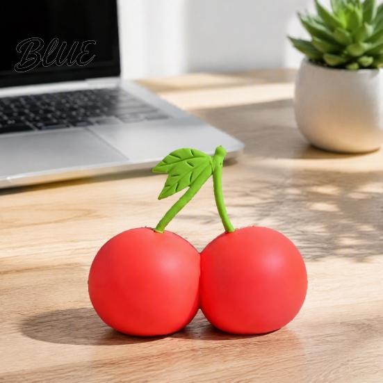Soft Tactile Toys Double Cherry Stress Relief Toy Fake Squeeze Flour Filling Toy Sensory Fidget for Hand Relaxation Decorative