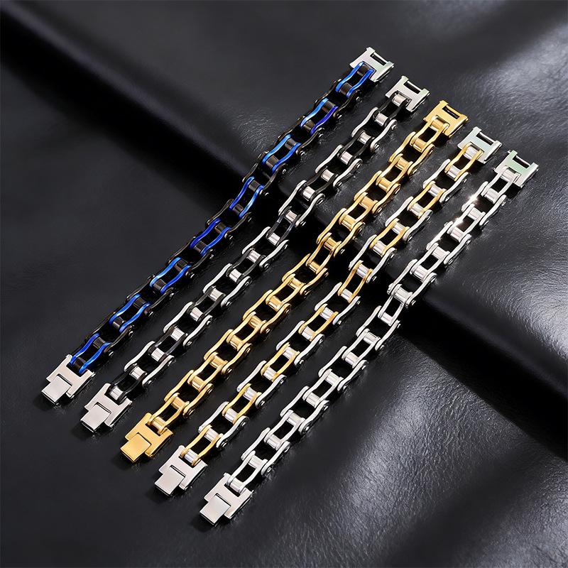 Pulsera Punk de Cadena de Motocicleta Rock Niche para Hombres - Acero Inoxidable Estilo Europeo Americano