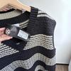 Xiao Wang's Winter Korean Style Plus Size V-Neck Striped Sweater Vest