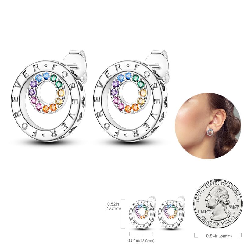 Серьги из серебра 925 пробы с изображением радужного единорога и цветным сверкающим камнем для женщин. Милые, нежные украшения. Идеально подходят для годовщины, помолвки.