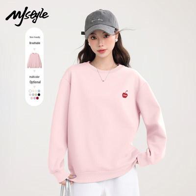 MJ STYLE Damen Milchseide Rundhals Langarm Sweatshirt