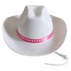 Fashionable Adult White Western Top Hat Adjustable Strap Wide Brims Hat For Daily Wear and Theme Event Gathering