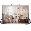 Plane Suitcase Map Travel Birthday Decor Baby Shower Vinyl Cloth Photo Backgrounds Photography Backdrops Photocall Photo Studio