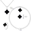 Set - LOVA LOLA VAN DER KEEN - Clover - Solid 925 Silver - Necklace, Ring, Earrings, Bracelet