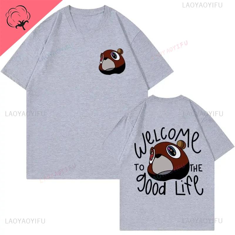 

Kanye West Graduation Bea The Good Life Принт Футболка Хип-хоп Панк Футболки Уличная одежда Мужская Женская Винтажная Высококачественная Футболка 4XL