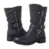 Autumn Winter Mid Calf Boots Women Retro Zipper Women 'S Shoes Fashion Leather Water Proof Belt Buckle Casual Martin Boots