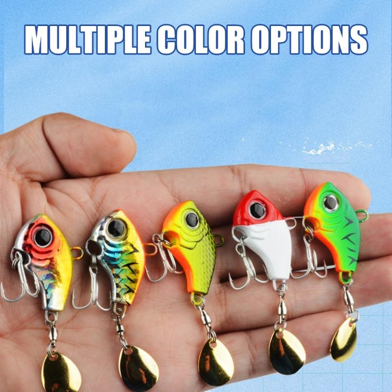 5Pcs Metal Spoon Spinner Lure Long Cast Metal Rotating Fishing Lure Hard Metal Spinner Baits with Hook Enduring