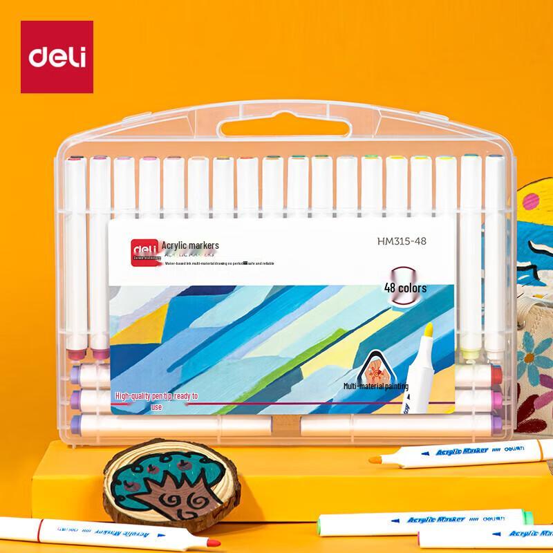 Deli 48-Color Single-Head Water-Based Acrylic Marker Pen Set