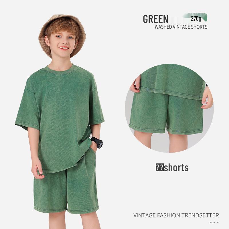 Pure Cotton Retro Short Sleeve Round Neck Loose T-Shirt for Children & Toddlers - Trendy Spring/Summer Kids' Clothing