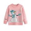 Girls' Double-Layer Snowman Jacquard Knit Pullover - Long-Sleeved Christmas Sweater for Autumn and Winter
