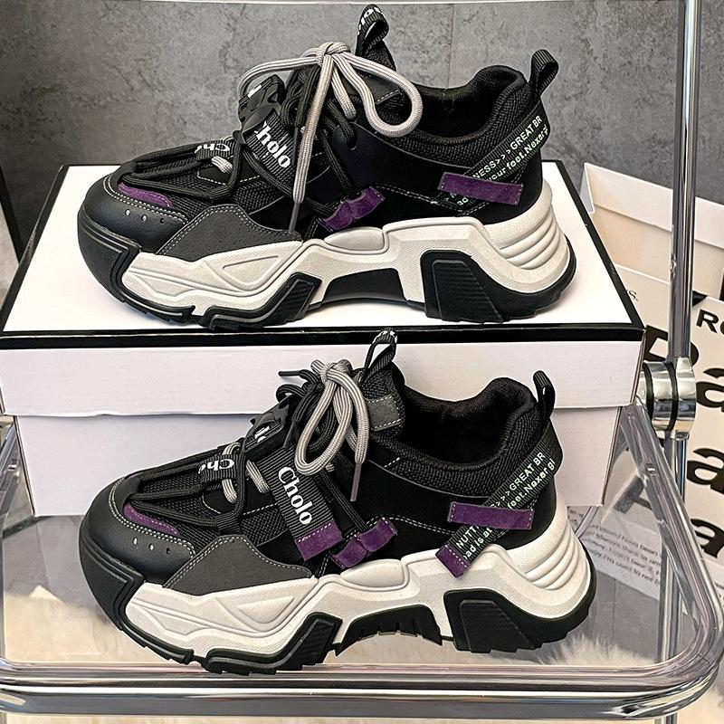 

2025 spring new platform dad shoes live Korean version of casual sports shoes women s versatile buckle running shoes K906 35
