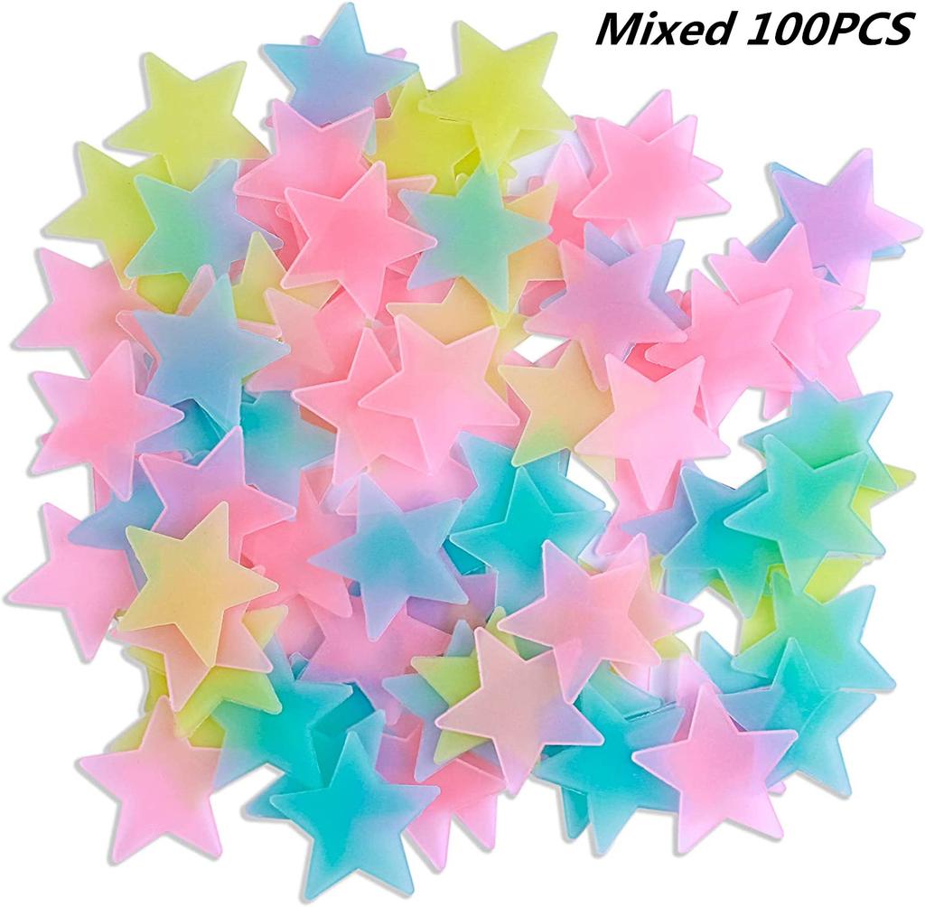 Étoile Creuse 3D Stockage d'Énergie Fluorescent Brille dans le Noir Lumineux Autocollants Muraux Pour Chambre d'Enfant Salon Décalcomanie