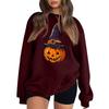 Women's Long Sleeve Neck Sweatshirt Loose Fit Casual Pullover Top with Small Halloween Print