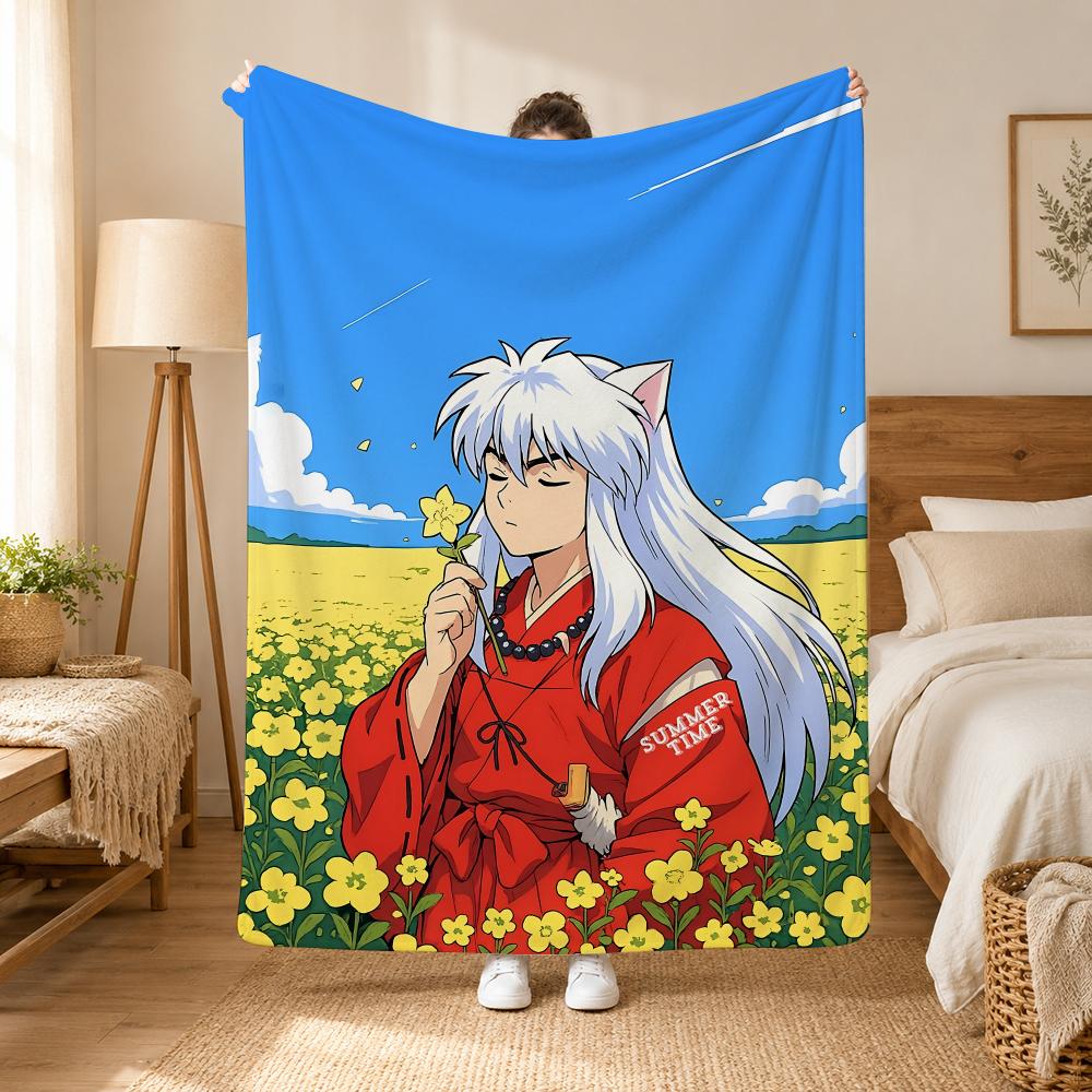Inuyasha Anime Throw 240G Flannel Blanket, Suitable For Sofas, Beds, Offices,  Exquisite Gift Blankets