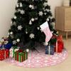 VidaXL Luxury Christmas Tree Skirt with Stocking Pink 90 Cm Fabric
