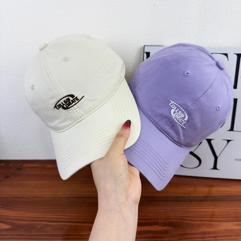 American retro English embroidery baseball cap soft top washed cotton cap men's and women's sunshade versatile show small face