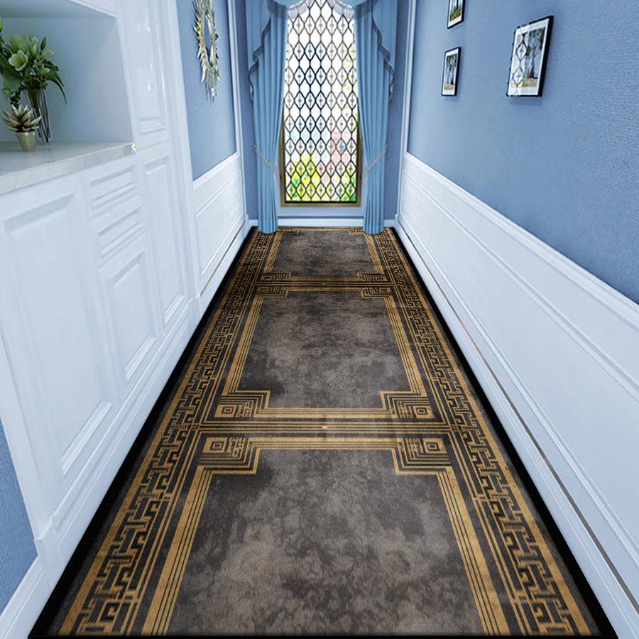 European Style Luxury Corridor Carpet Home Decoration Living Room Non-slip Runner Long Rug Hotel Stair Entryway Customizable Mat