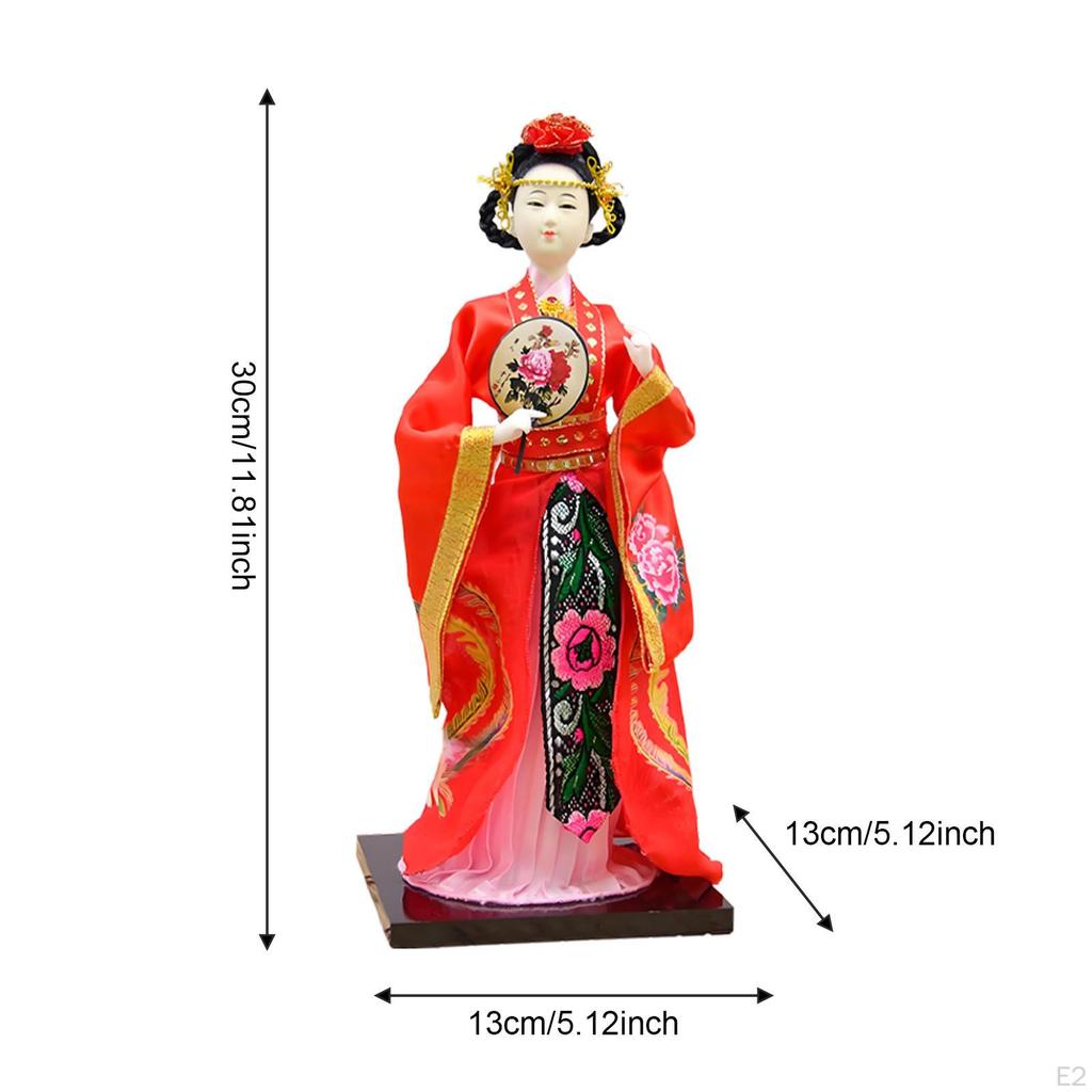 30cm Handmade Chinese Silk Makeup Figurine, Traditional Decoration for Home, Office Or