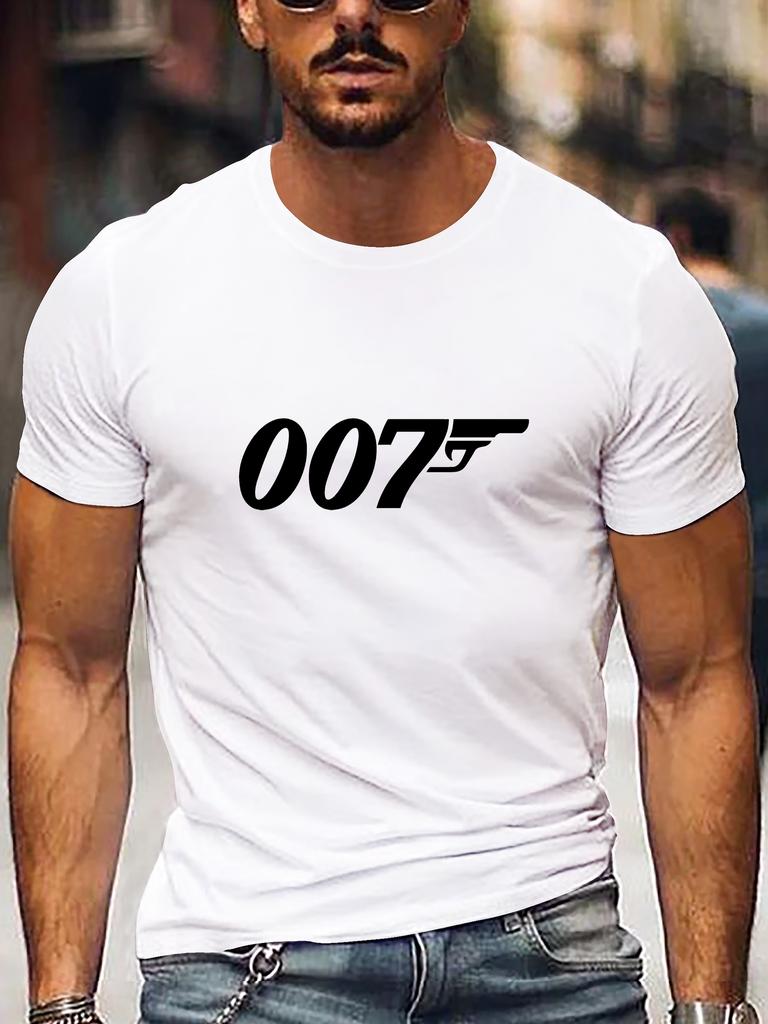 Mens printed Tshirt  casual round neck short sleeved top slightly elastic regular style letter pattern summer pullover