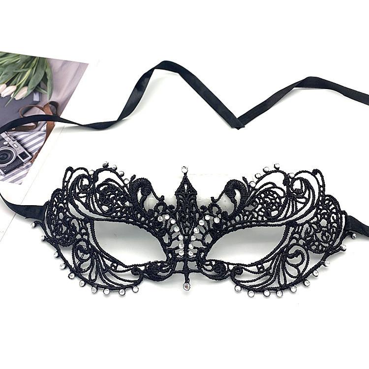 Hollow Costume Party Lace Mask With Water Diamond Decoration Halloween For