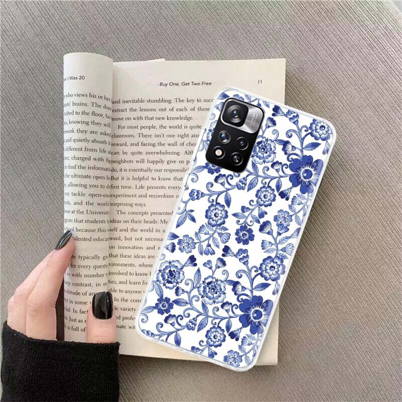 

Сине-белый фарфоровый узор Чехол для телефона Для Redmi Note 13 12 Pro Plus 14 15 Pro 5G 11 11T 11E 11S 10 Pro 10S 9 9S Чехол Cell Cle Redmi Note 14S