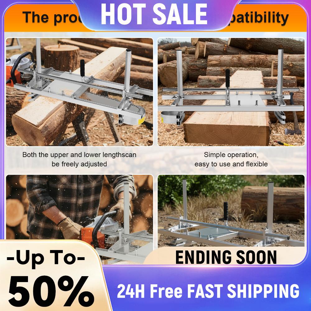 36inch Steel Portable Chainsaw Mill 0.5-12in Cut Thickness Lumber Cross Cutting Guide Chain Saw for Builders and Woodworkers