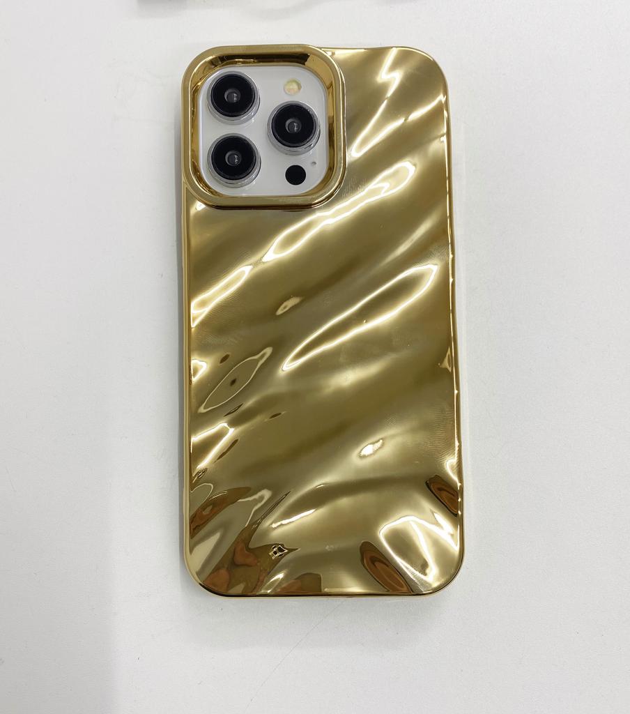Luxury Plating 3D Wavy Texture Soft Phone Case For iPhone 17 Air 16 E 15 14 Plus 13 12 11 Pro Max Glossy Shockproof Bumper Cover
