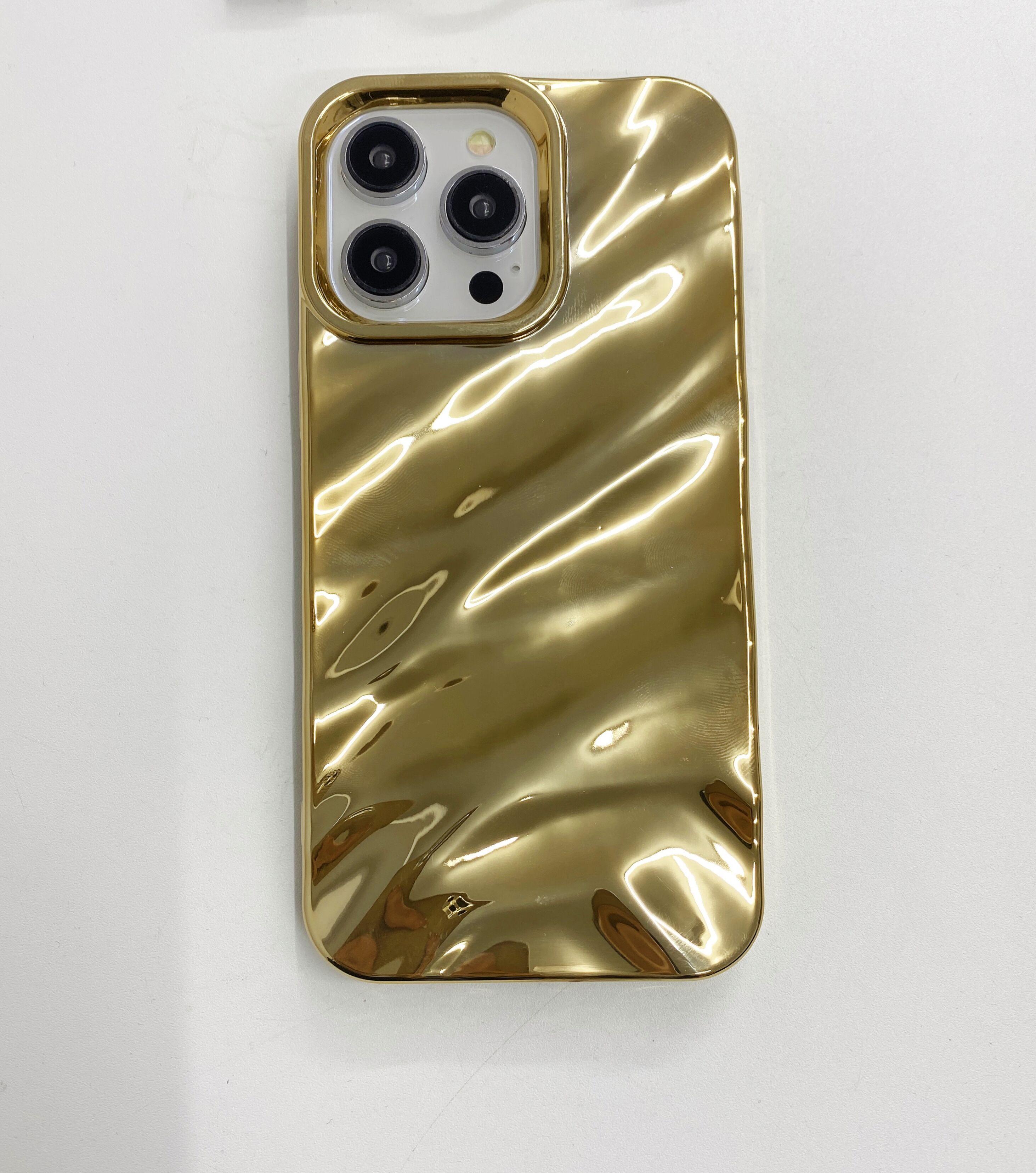 Luxe Plating 3D Golvende Textuur Zacht Telefoonhoesje Voor iPhone 17 Air 16 E 15 14 Plus 13 12 11 Pro Max Glanzend Schokbestendig Bumperhoes For iPhone 16 Pro beige