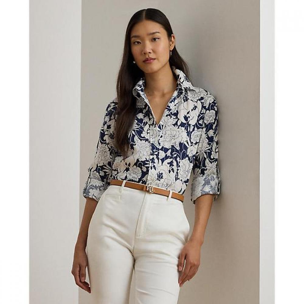 Lauren Ralph Lauren Relaxed Fit Floral Linen Shirt Wmlrshts6820523100 XS