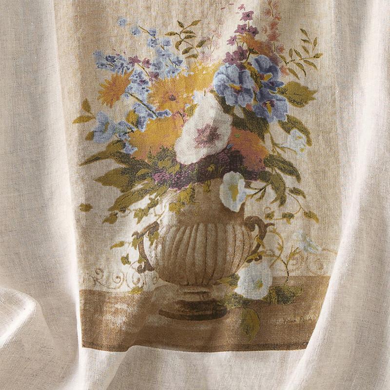 Women's Printed Linen Round Neck Short Sleeve Blouse