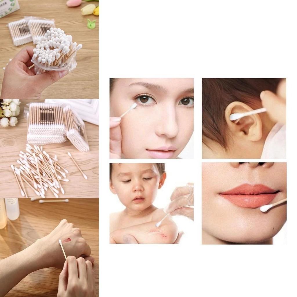 Eco-friendly 30/100 Disposable Ultra-small Cotton Swab Lint Free Micro Brushes For Effective Cleaning