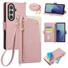 Crossbody Zipper Multi Cards Solt Wallet Flip Leather Bag Case for Samsung Z Fold 8 Ultra 7 6 5 4 3 Shockproof Book Strap Cover