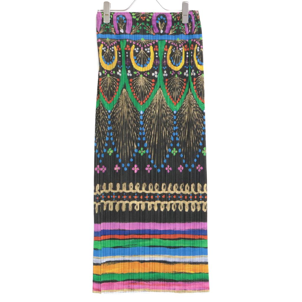 PLEATS PLEASE All-over Print PP63-JG574 Long Skirt Skirt 3 multicolorUsed